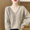 Maglione da donna in cashmere cashmere Qinghe 30% cashmere 70% lana pullover autunnale e invernale caldo e alla moda