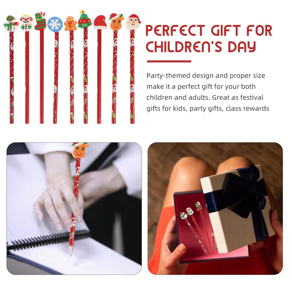 Lurrose 72pcs Wooden Pencils with Erasers for Kids Christmas Giveaways Student Stationery Colorful Short Pencils Learning Awards School Great Gifts