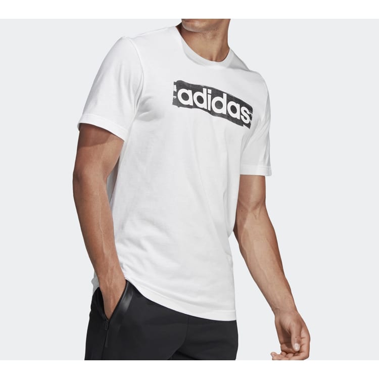 Adidas T Shirts Men's White Crew Neck Moderate Straight Fit DV3050