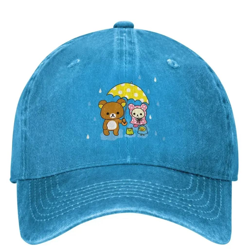 Copy Of Rilakkuma And Korilakkuma In The Rain Washed Baseball Cap Trendy Trucker Hat Unisex Men Sports Sun Visors Baseball Caps