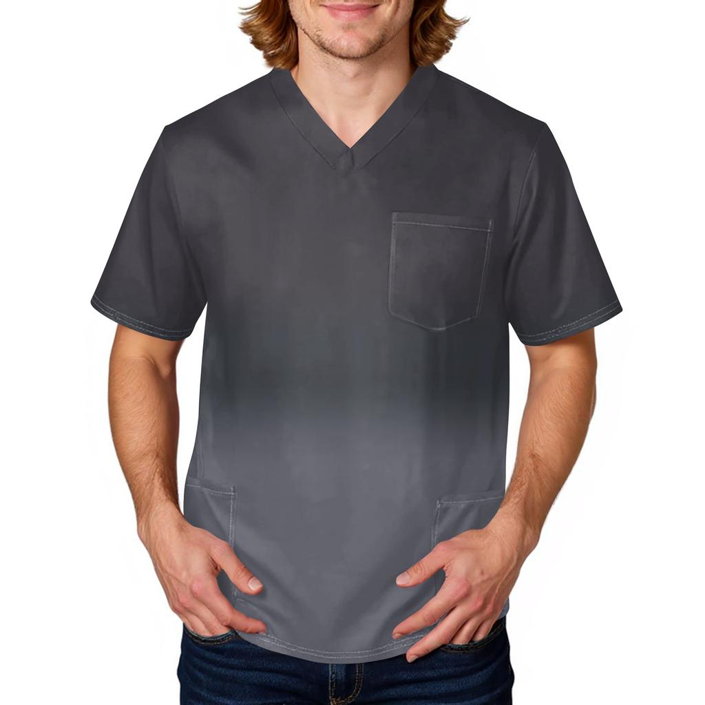 Men's Tie, Gradient Print Top | V,Neck With Pockets, Comfort Fit For ,Care & Daily Work
