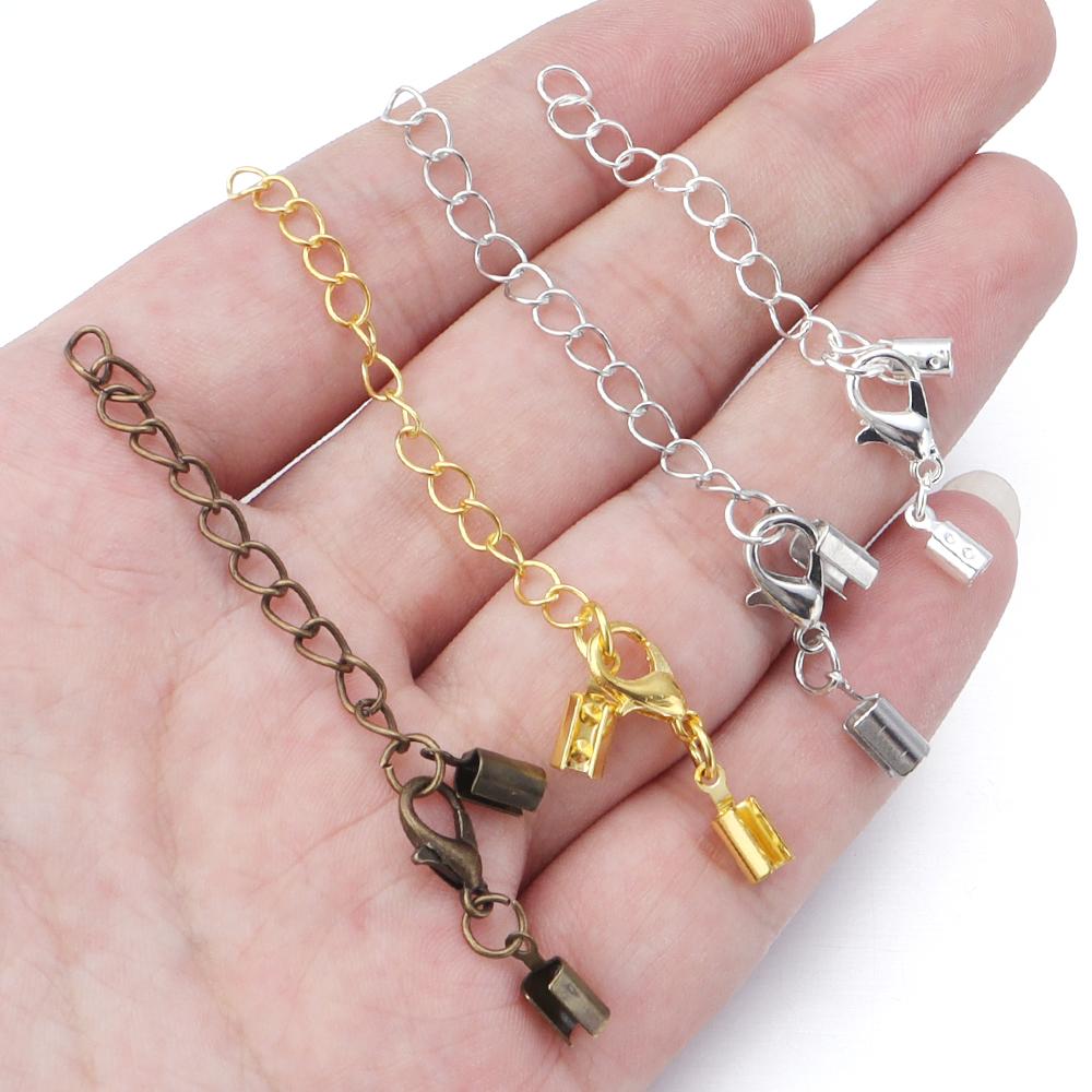 10pcs/Lot Copper Round Leather Cord Clips End Caps With Lobster Clasp Fit Leather Cord Connectors For DIY Jewelry Making Finding