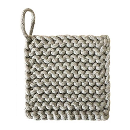 Handgeflochtener Baumwollseil Untersetzer Tischset Minimalistisches Quadratisches Tischset Hitzebeständig Rutschfest Wiederverwendbar Rustikales Küchen-Esszimmer-Dekor für Zuhause Restaurant