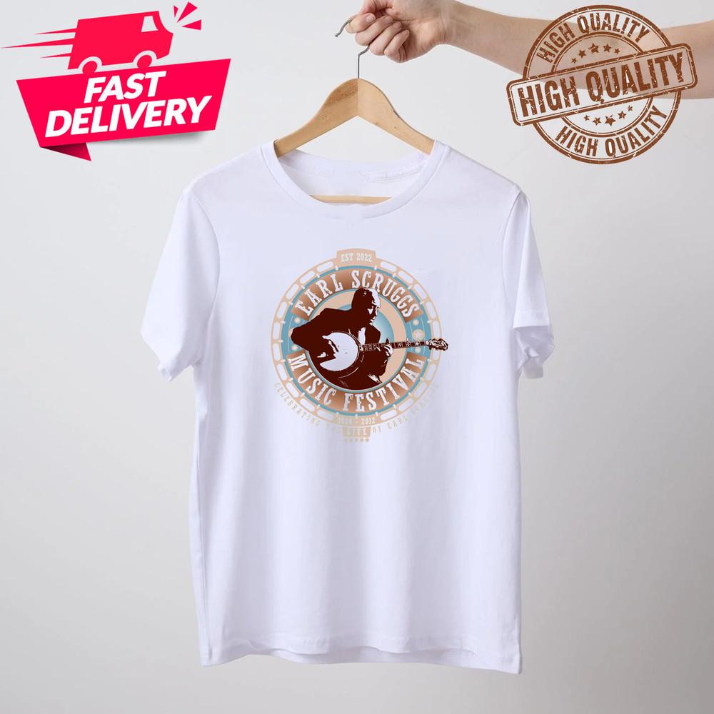 

New Earl Scruggs Music Festival T Shirt White Unisex S-5XL 1J0379 Unisex T-Shirt Graphic Tee XXL