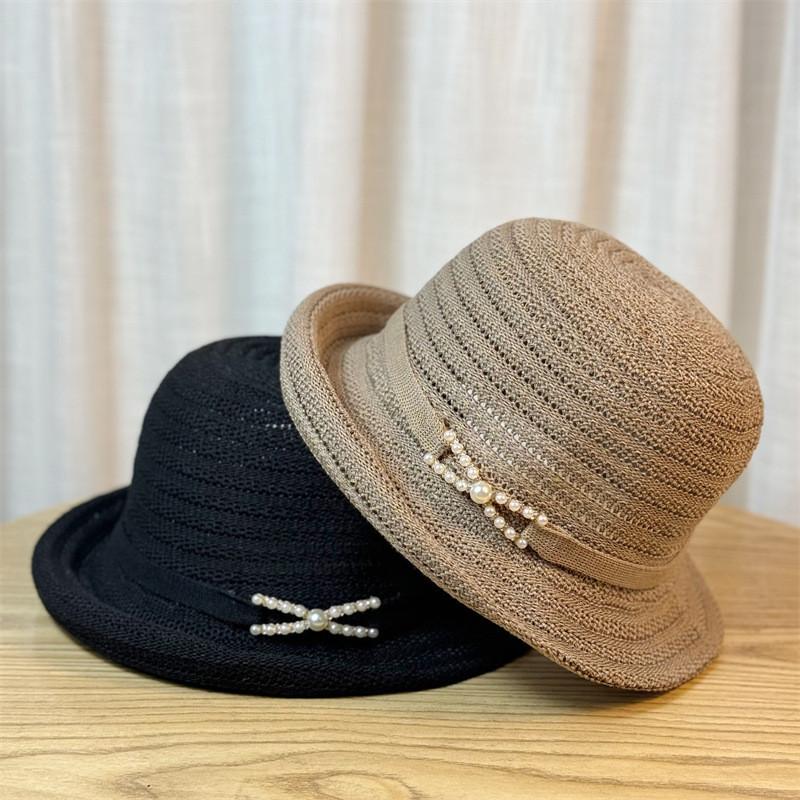 Chic Pearl Summer Hat For Women Lightweight Breathable Bucket Hat For Outdoor Activities