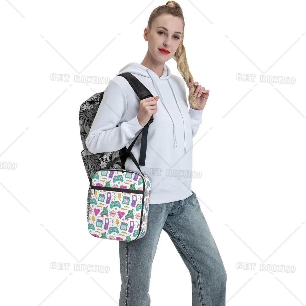 Skates Game Theme Insulated Lunch Bag for Women Men Diamond Mobile Phone Reusable Lunch Box Cooler Bag for Office Picnic