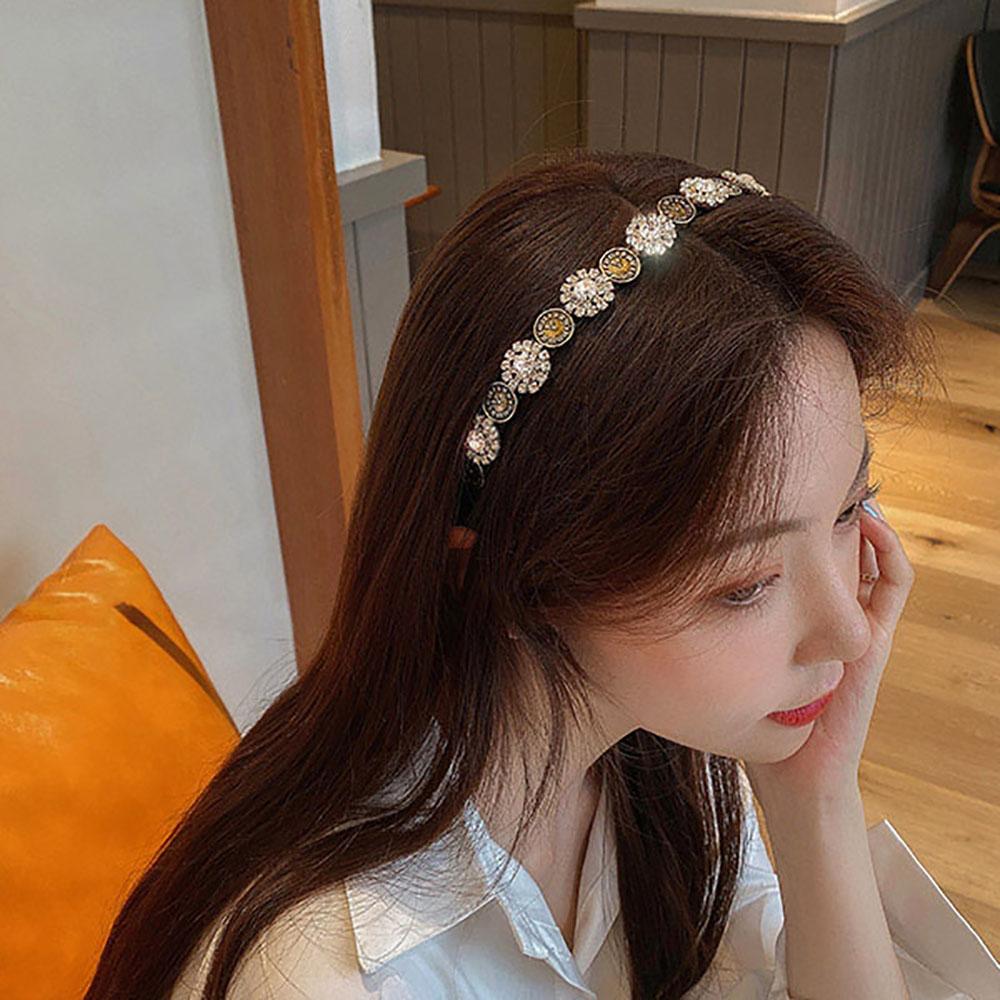 Fashion Rhinestone Retro Hair Accessories Headdress Korean Hair Hoop Headwear Headband Hair Band