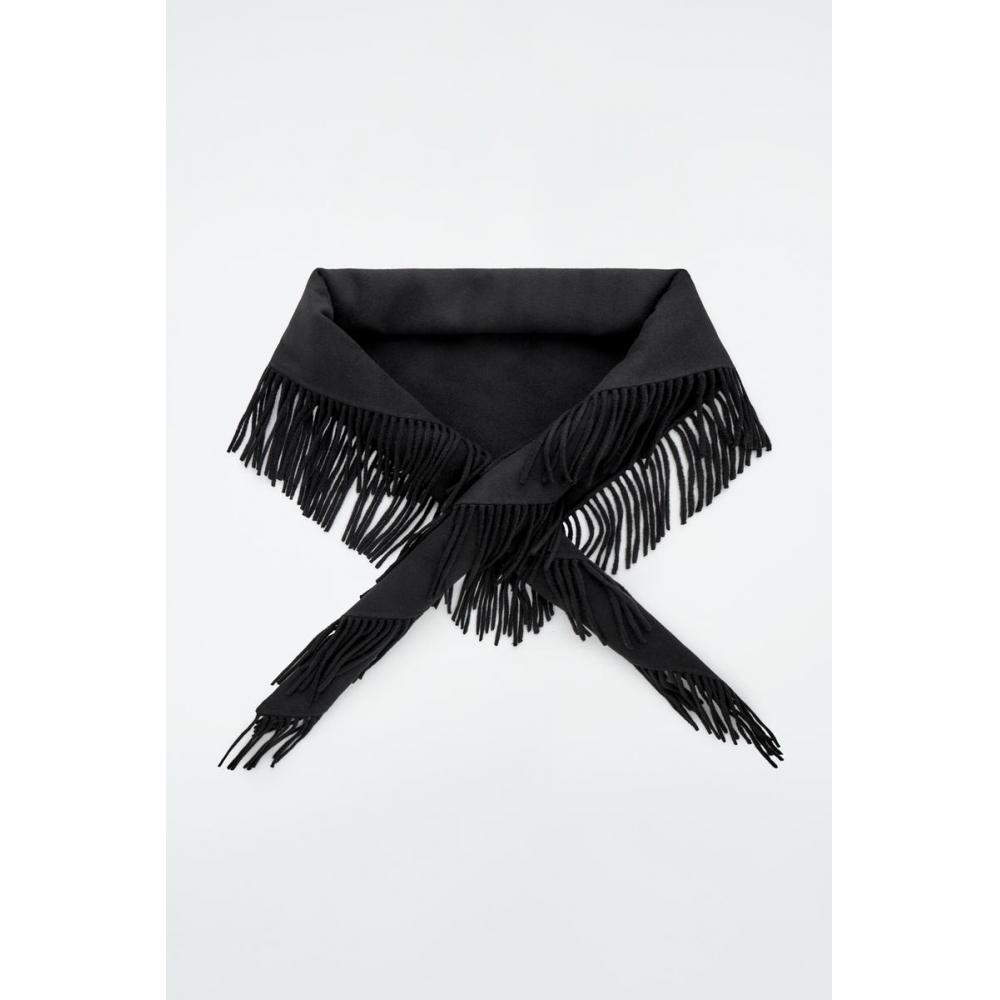 Cos Japan Fringed Merino Wool Triangle Scarf