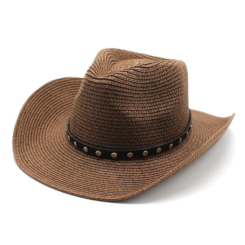 Cowboy Hat Men'S Summer Sun Hat Sun Hat Uv Protection Straw Hat Summer Beach Hat