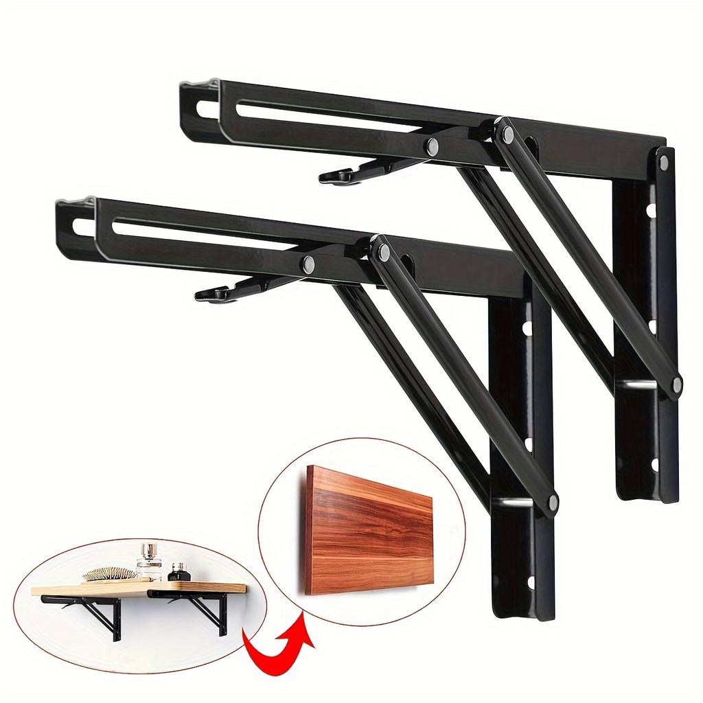 11.81x6.42 inch/30x16.3 cm 2Pcs Sturdy Folding Shelf Brackets - Heavy Duty Triangle Table Bench Folding Shelf Brackets, Wall Mou
