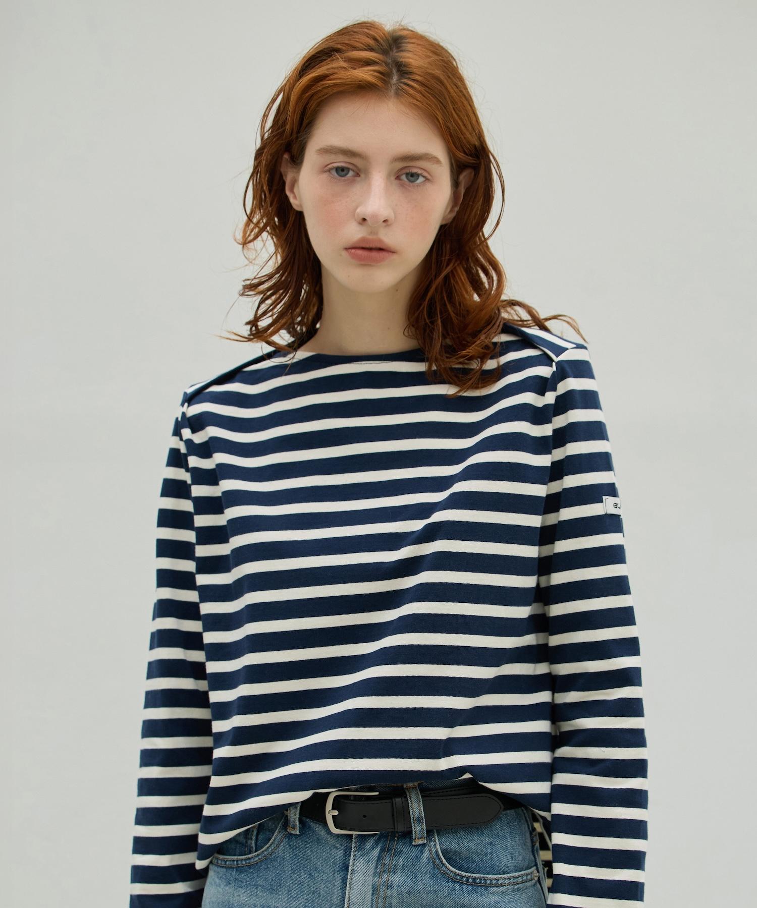 Eliotti Stripe Boat Neck Ts_3Color Ivory Black/Free