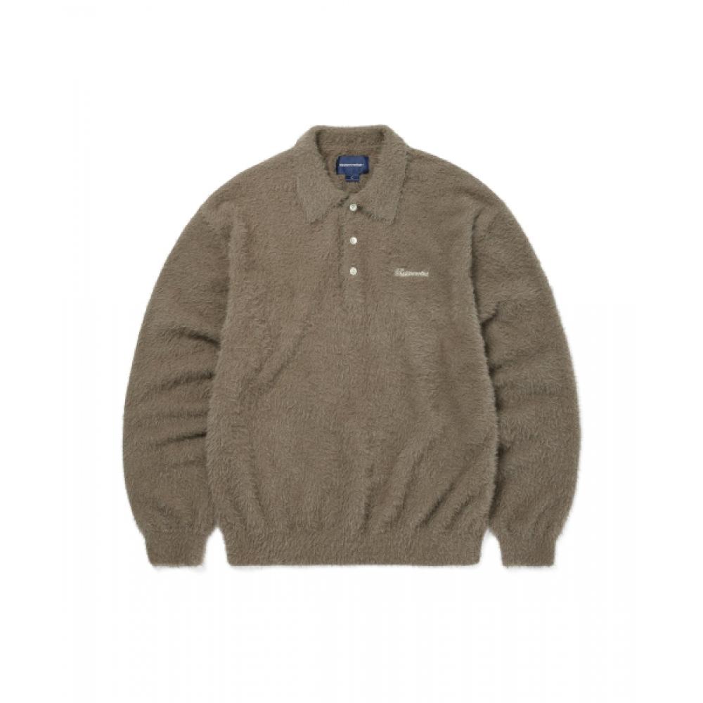 Thisisneverthat Sct Logo Shaggy Knit Polo Mud S