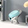 Suport Elegant pentru Săpun din Ceramică cu Frunze Aurii și Argintii, Design Oval cu Scurgere Automată pentru Organizarea Băii, Suport de Depozitare în Formă de Frunză cu Suprafață Texturată