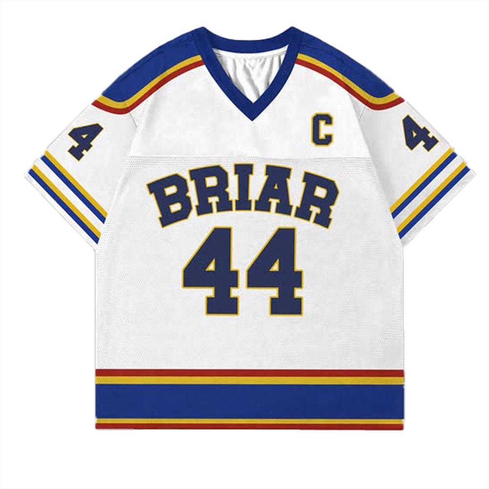 Maillot de Hockey d'Été Hors Campus Briar University Graham 44 Col en V Manches Courtes Haut pour Femmes Hommes High Street Nouveau Motif T-shirt