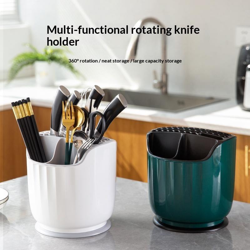 360° drehbarer Besteckorganizer, große Kapazität, multifunktionaler Utensilienhalter für Küchen- und Esstheke