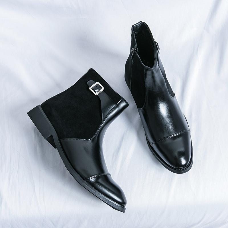 Fashion Simple Men's Casual Leather Chelsea Boots Fashion Versatile Business Botas British Style Ankle Boots Classic Wear Walking Shoes