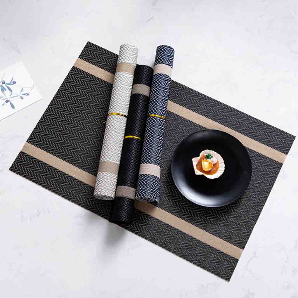 Modern Style Striped PVC Table Mat Placemats Stain Resistant Bowl Cup Dish Coaster Insulation Anti-Skid Waterproof Mats