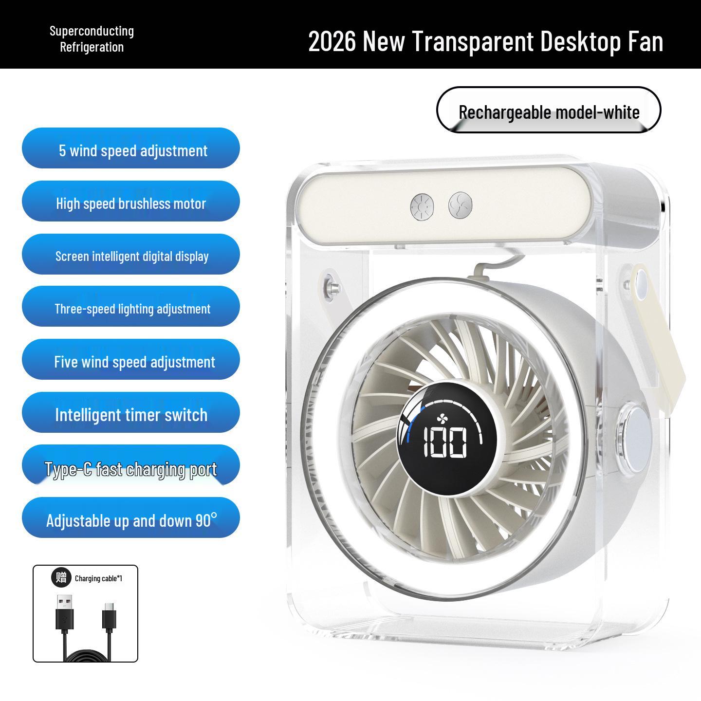

Digital Display Silent High-Speed Turbine Circulation Fan for Home Use 22.5*16.7*7.8 CM