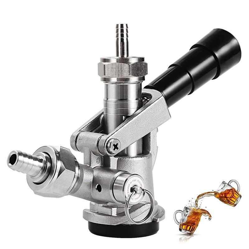 100% 304 Stainless Steel Keg Coupler, Kegerator Sankey S/D System Draft Beer Dispenser Bottling Tap with Barb & Push in Fitting