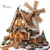 Indoor Winter Holiday Decorations Gingerbread Log Cabin Ornament, 2D Acrylic Table Decoration, Christmas House Ornaments Double Sided Crafts for Home