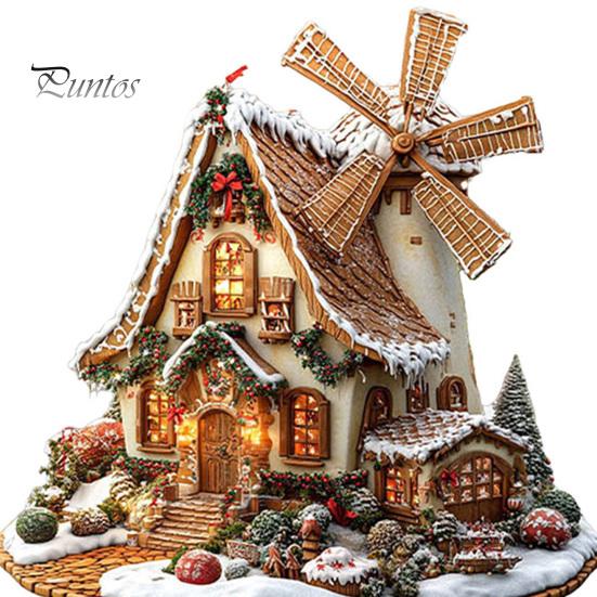 Indoor Winter Holiday Decorations Gingerbread Log Cabin Ornament, 2D Acrylic Table Decoration, Christmas House Ornaments Double Sided Crafts for Home