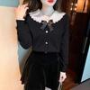 Bow Shaped Doll Neck Knitted Sweater for Women Long Sleeved New Versatile Fashion Base Shirt Anti-aging Top