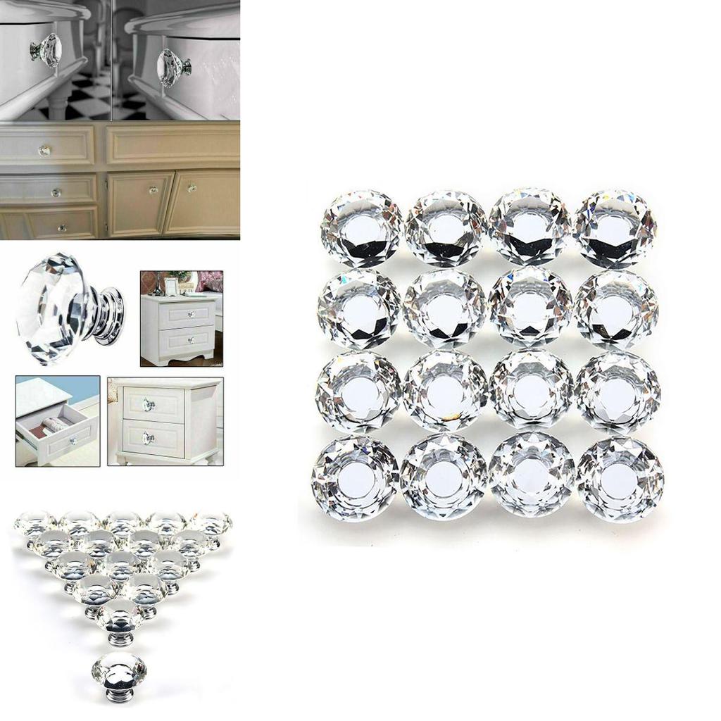 Luxurious 30mm Clear Crystal Drawer Knob For Cupboards And Wardrobes 1 Piece