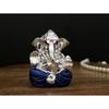 Hand Carved Silver God Ganesha Resin Idol Sculpture Statue for Home & Office Décor & Gifts (3x2x5.cm, Blue)