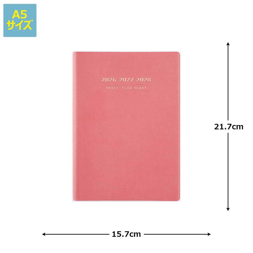 Takahashi 2026 A5 Desk 481 January 3-Year Journal, Pink, No. (Starts 2026)