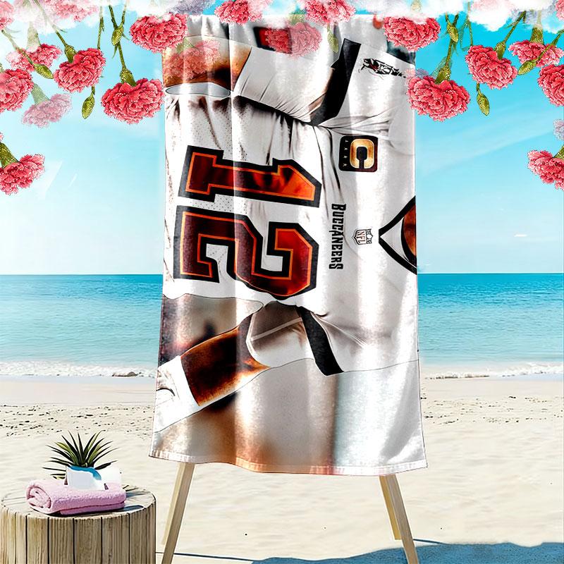 Tom Brady Print Beach Towel, Large Soft Quick Dry Towel for Beach Camping Swimming