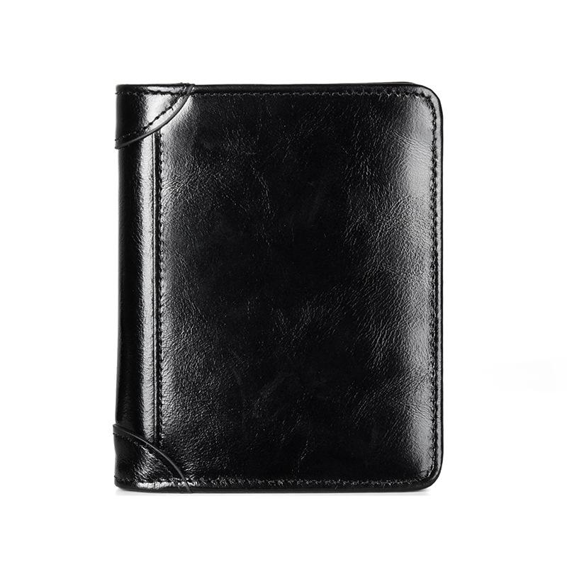 Men's Slim RFID Blocking Genuine Leather Wallet with Integrated ID Card Holder - Top-Grain Leather Compact Bifold Design