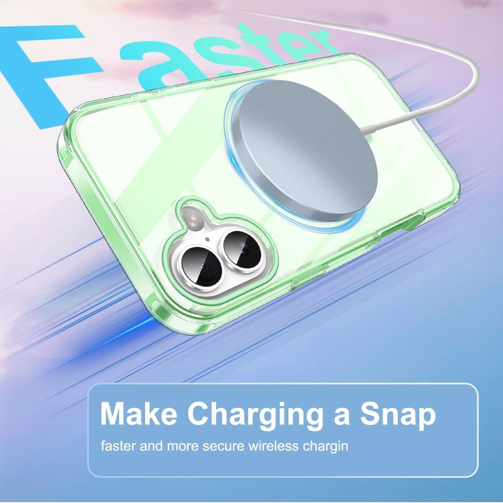 For iPhone 17 Case Compatible with MagSafe PC+TPU Clear Phone Cover with PET Screen Film