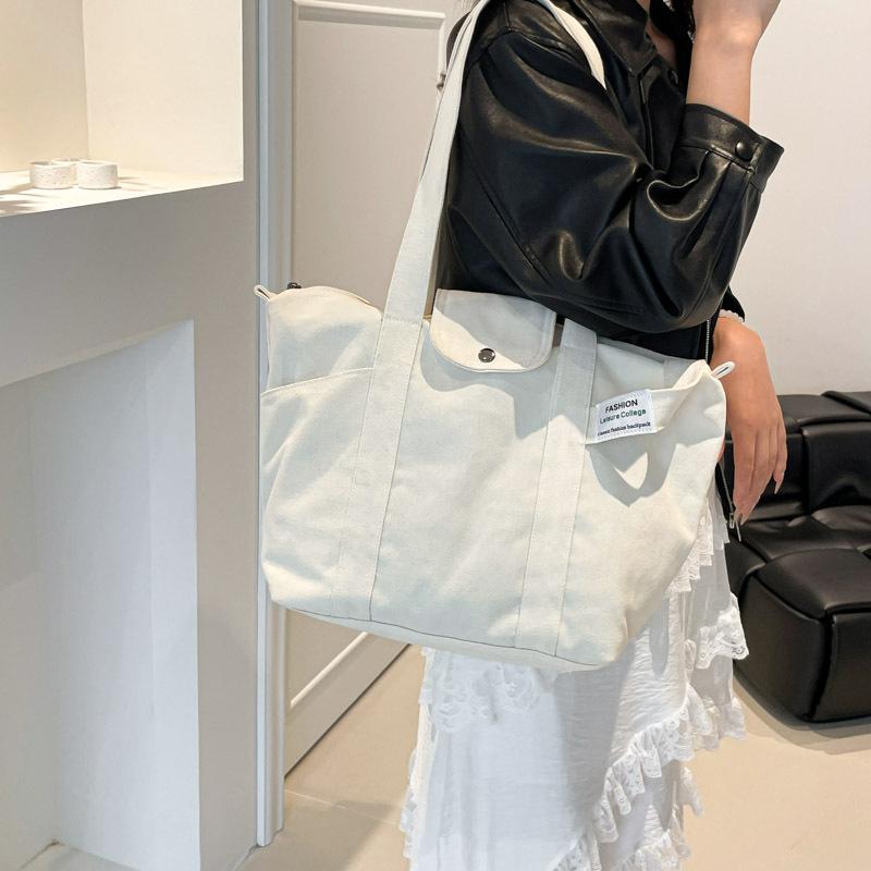 Large Capacity Shoulder Armpit Bag Canvas Tote Bag Literary Shoulder Bag College Student Class Commuter Handbag