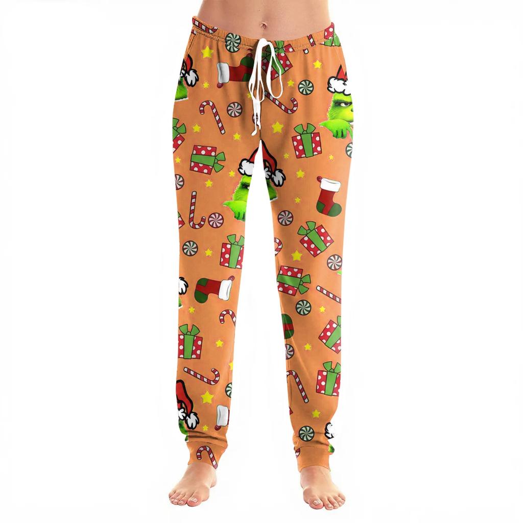 Women's Christmas Print Cuffed Jogger Pants with Pockets Casual Pants