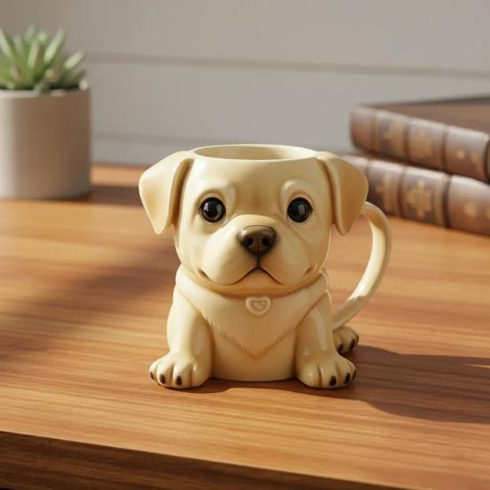 Ceramic Mug Large Capacity French Bulldog Shape Handcrafted Microwave-safe Coffee Cup Reusable Kitchen Essential