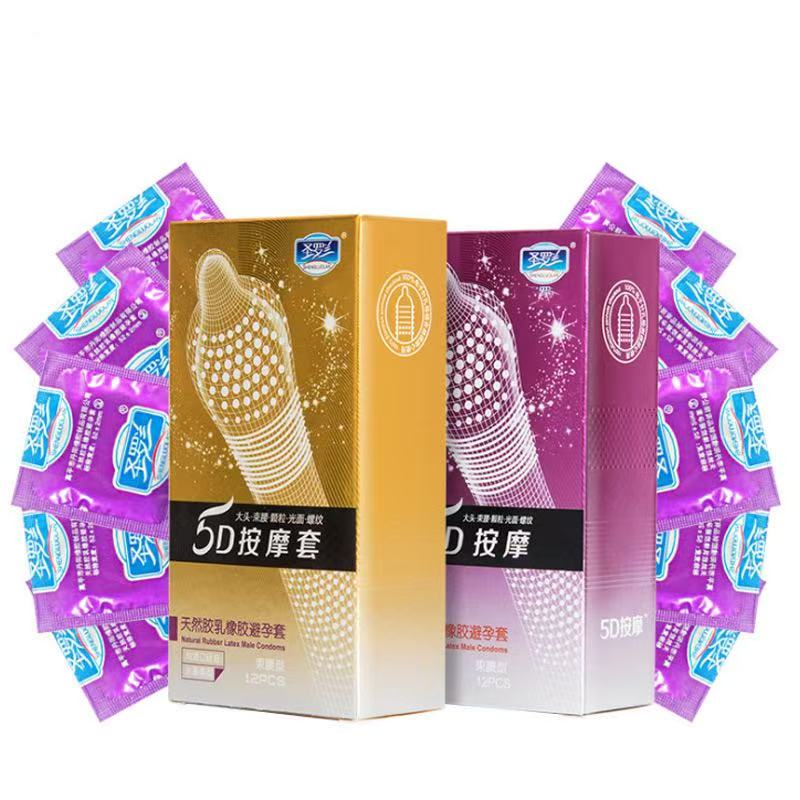 5D Dotted Condoms with Mustache Ribbed G Point Latex Ultra Thin Condom Orgasm Contraceptives Stimulate Vaginal Adults Sex Toys