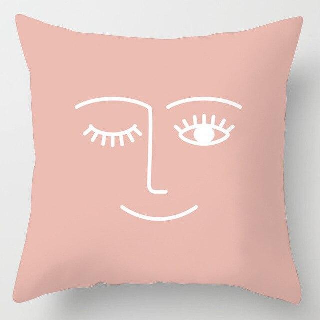 Nordic Pink Geometric Collection Digital Printing Short Plush Pillow Covers For Car Sofa Office Cushion Cover Home Goods