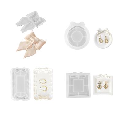Bowknot Storage Tray Silicone Mold Jewelry Display Pan Epoxy Resin Molds Rectangle Candle Cup Coaster Gypsum Plsater DIY