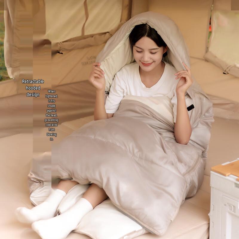 Envelope Hooded Sleeping Bag Single