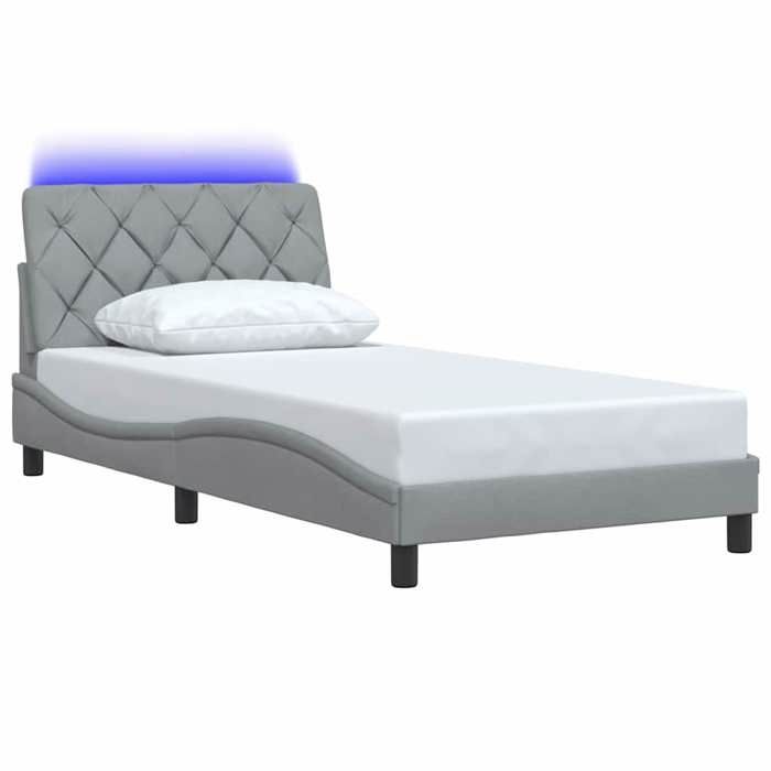 VidaXL Cadre de lit avec LED sans matelas gris clair 100x200 cm tissu 3310650