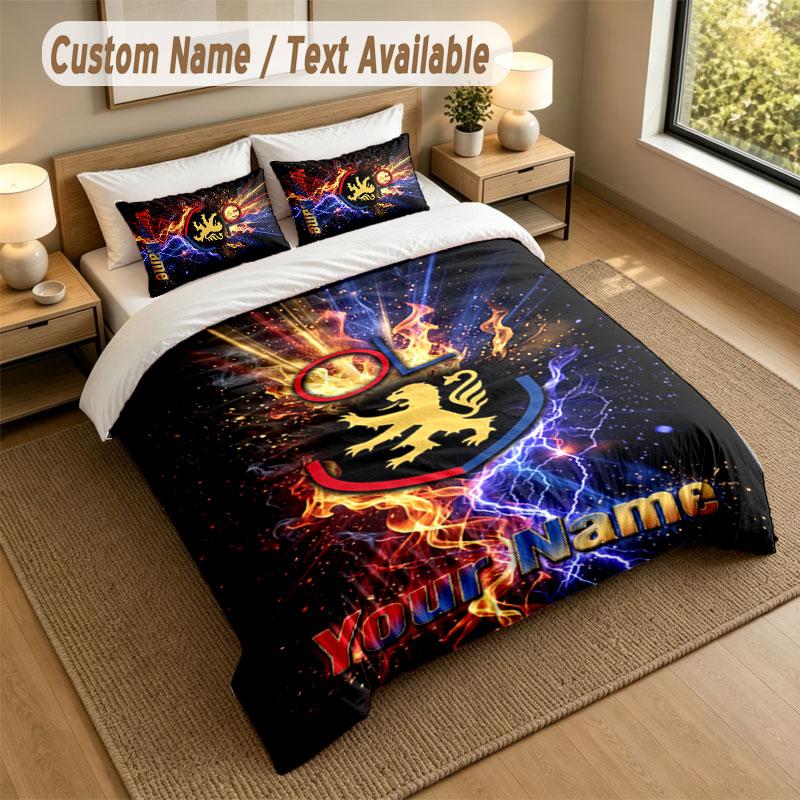Bedding Set 1 Duvet Cover 2 Pillowcases Lyon FC Print Soft Bed Linen Bedroom Decor