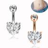 Shiny Zircon Crystal Belly Button Rings for Women Fashion Heart Navel Ring Metal Steel Barbell Butterfly Body Piercing Jewelry
