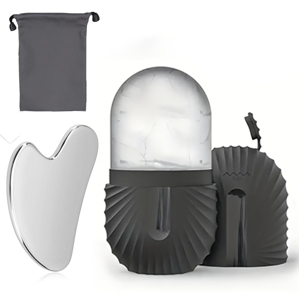 

Силиконовый ледяной роллер и набор гуа ша из нержавеющей стали с сумкой для хранения, 2 шт. многоразовых инструментов для ухода за лицом, ручной массаж красный