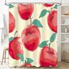 Handmade Printed Shower Curtain with Apple Design Perfect for Kitchen or Bathroom Decorations Red Apples Pattern on White Fabric