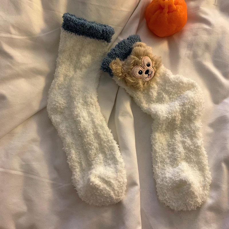 Coral Velvet Socks Home Socks Floor Socks Sleep Sock Girls Socks Autumn Winter Warm Socks белый