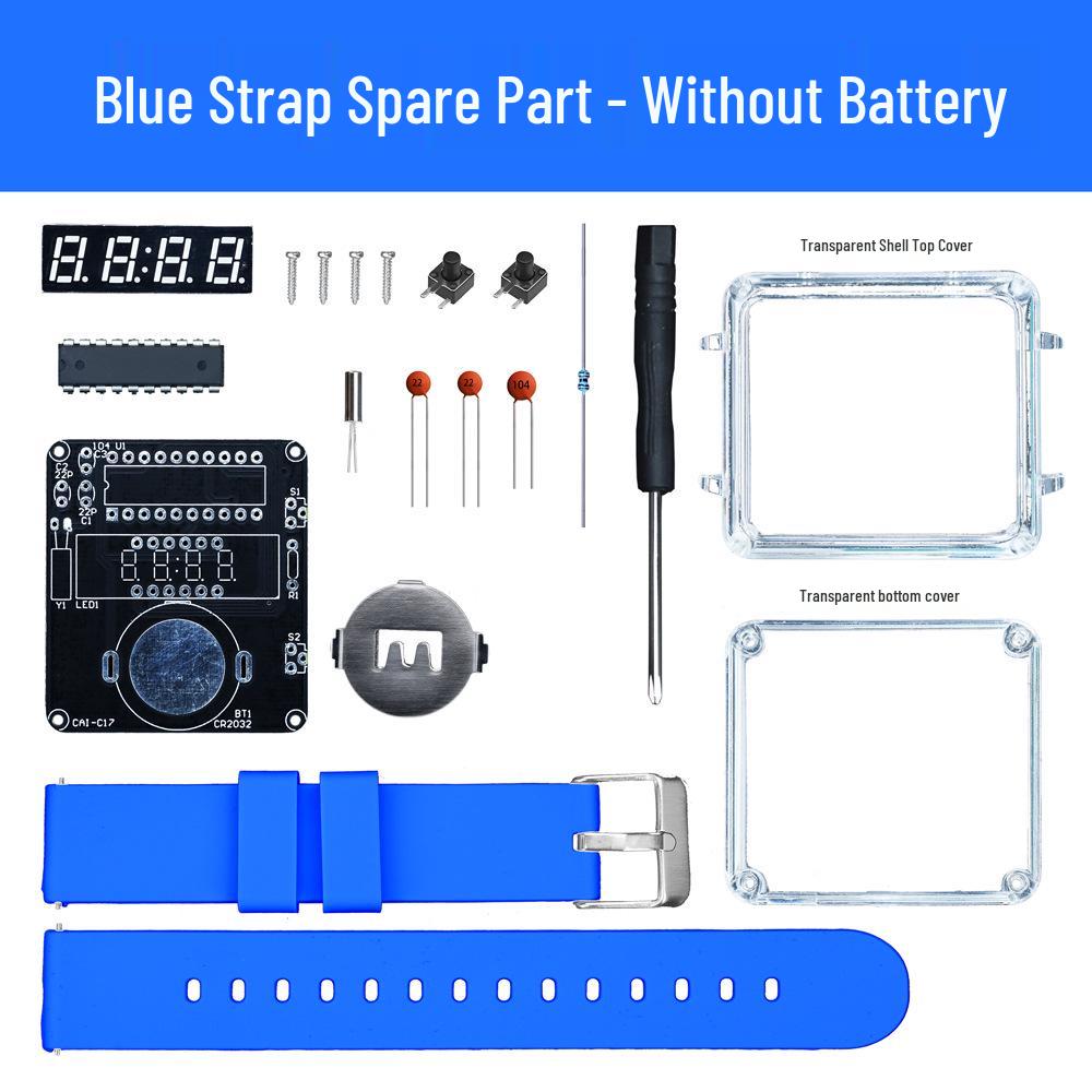 DIY LED Watch Kit: Electronic Assembly with Transparent Microcomputer Digital Display