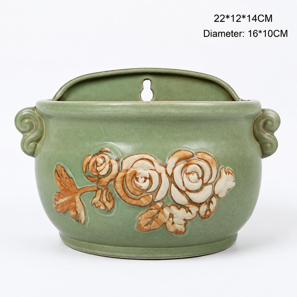 Vintage Kiln-Changed Glaze Ceramic Wall Hanging Planter