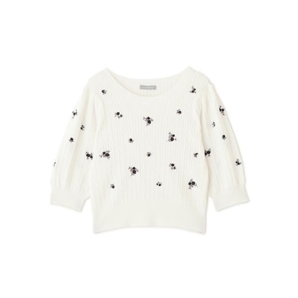 Jill by Jill Stuart Flower Embroidery Compact Red Knit, Women's,