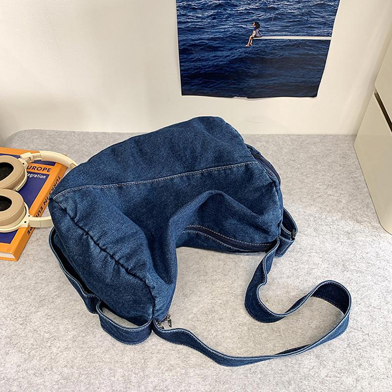 Casual Shoulder Bag Denim Unisex Crossbody Bags High Capacity Messenger Bag for Women and Men
