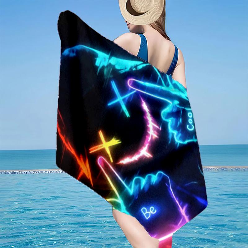 Cyberpunk Gaming Neon Beach Towel, Super Soft Microfiber, Gift for Her/Him, Birthday, for Pool, Beach, Travel, Home Decor Fan gifts